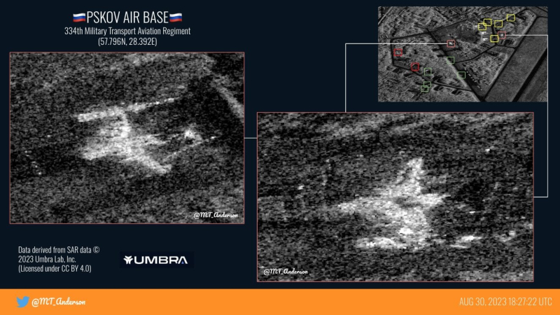 The aereo distrutto: nuove immagini satellitari dopo l'attacco all'aeroporto di Pskov