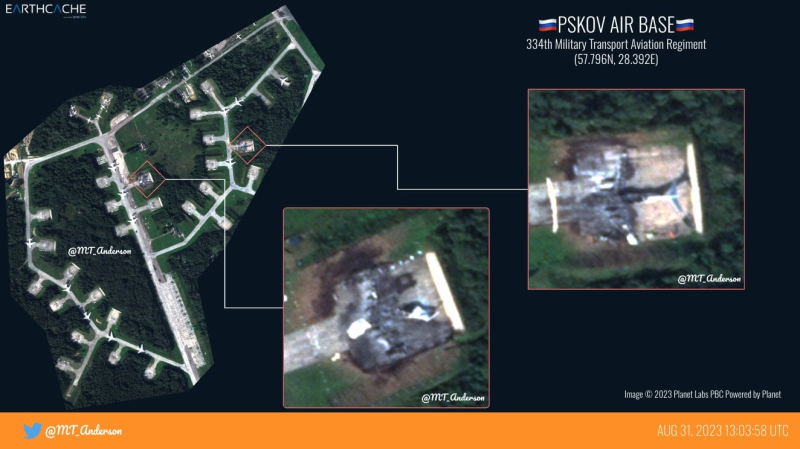 Gli aerei distrutti sono chiaramente visibili: nuove immagini satellitari dopo l'attacco all'aeroporto di Pskov