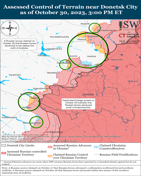 Mappa delle operazioni militari al 31 ottobre 2023 - situazione al fronte