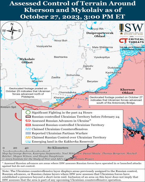 Mappa delle operazioni militari al 28 ottobre 2023 - situazione al il fronte