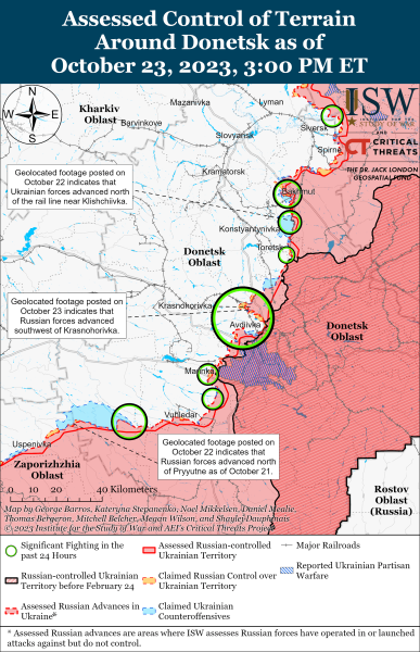 Mappa delle operazioni militari a ottobre 24, 2023 - situazione al fronte