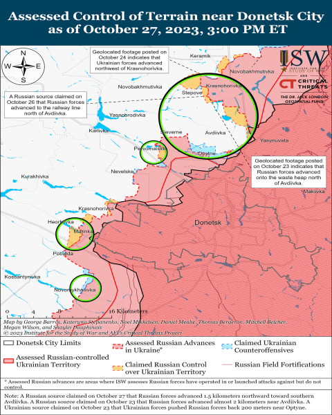 Mappa delle operazioni militari al 28 ottobre 2023 - situazione al il fronte