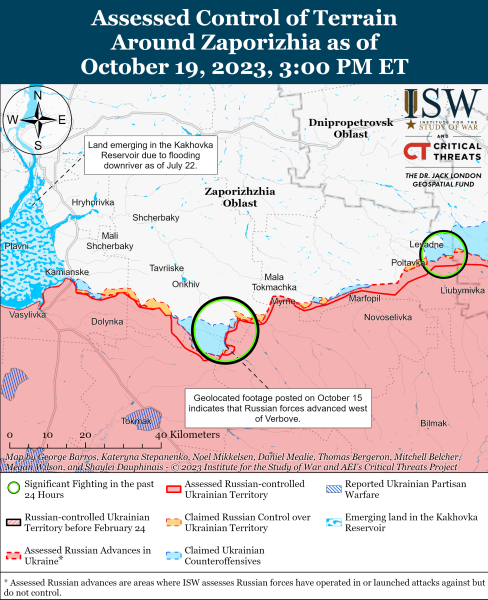  Mappa delle operazioni militari al 20 ottobre 2023 - situazione al fronte