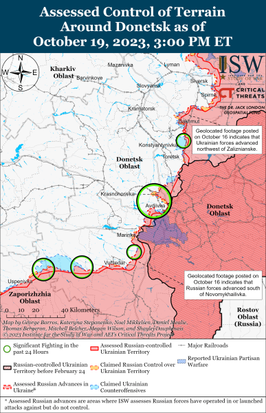 Mappa delle operazioni militari per il 20 ottobre 2023 - situazione a il fronte