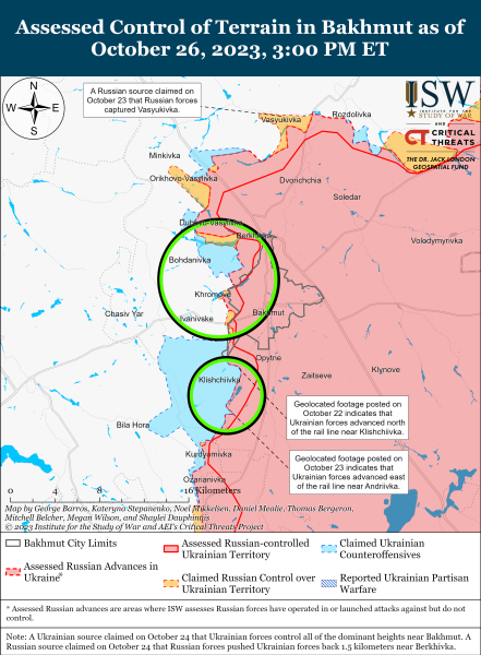 Mappa delle operazioni militari al 27 ottobre 2023 - situazione al davanti