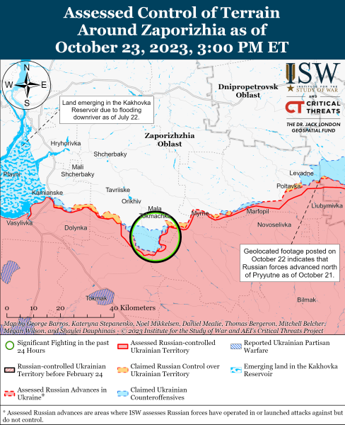 Mappa delle operazioni militari al 24 ottobre 2023 - situazione al fronte