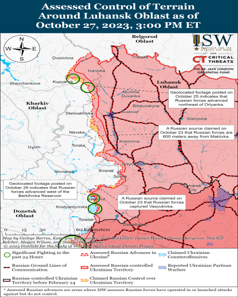 Mappa delle operazioni militari al 28 ottobre 2023 - situazione al fronte