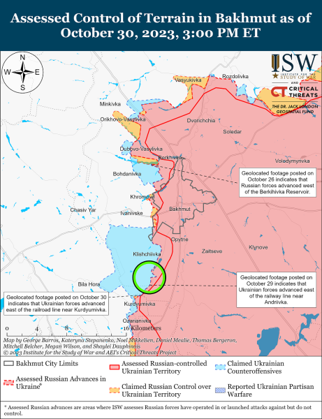 Mappa delle operazioni militari al 31 ottobre 2023 - situazione al fronte