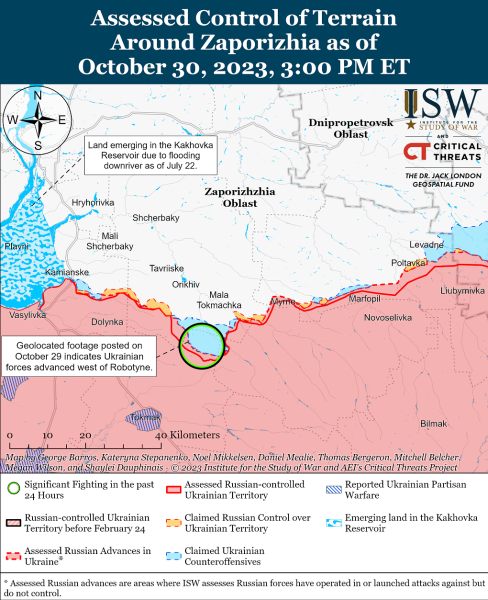 Mappa delle operazioni militari al 31 ottobre 2023 — situazione al fronte