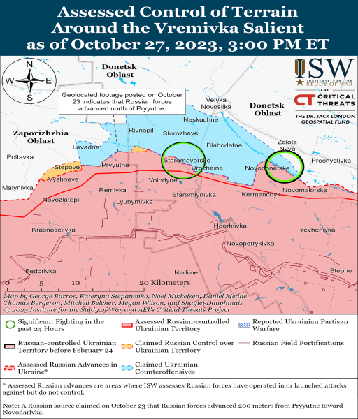 Mappa delle operazioni militari al 28 ottobre 2023 - situazione al fronte