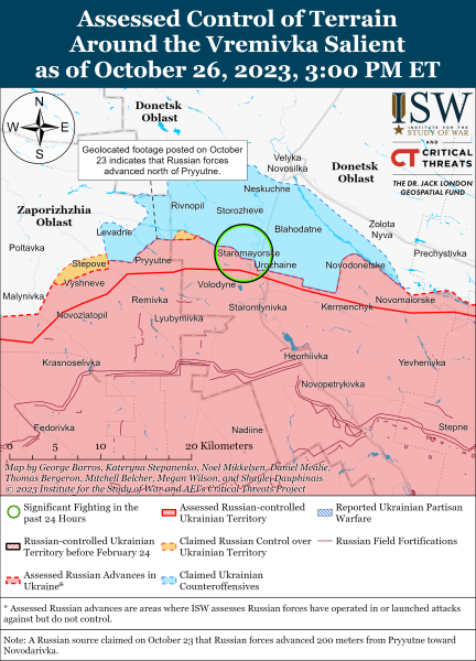 Mappa delle operazioni militari al 27 ottobre , 2023 - situazione al fronte