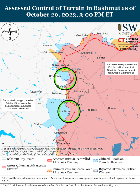 Mappa delle operazioni militari al 21 ottobre 2023 - situazione a la parte anteriore