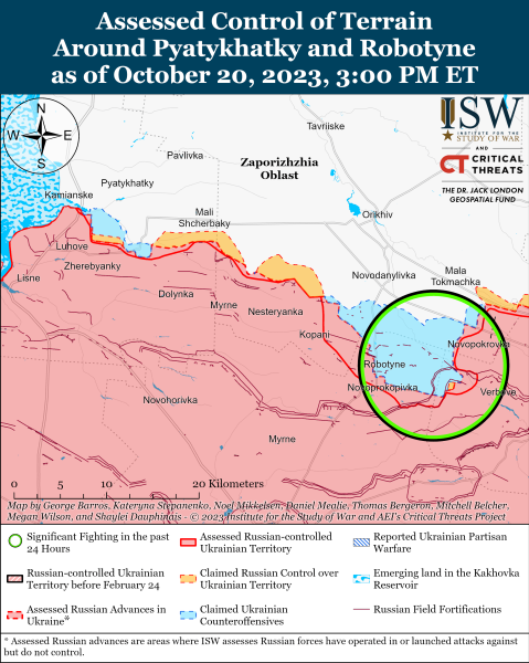 Mappa delle operazioni militari al 21 ottobre 2023 - situazione al anteriore