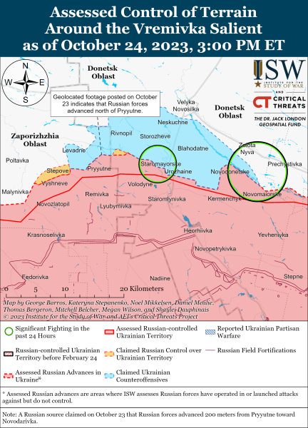 Mappa delle operazioni militari per il 25 ottobre 2023 - situazione al fronte