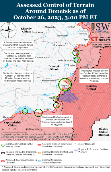 Mappa delle operazioni militari al 27 ottobre 2023 - situazione al fronte