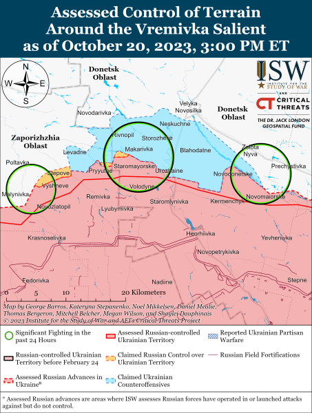 Mappa delle operazioni militari al 21 ottobre 2023 - situazione al fronte