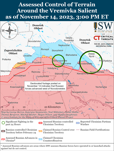 Mappa delle operazioni militari al 15 novembre 2023 - situazione al il fronte