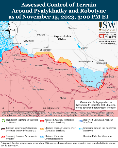 Mappa delle operazioni militari al 16 novembre 2023 - situazione al fronte