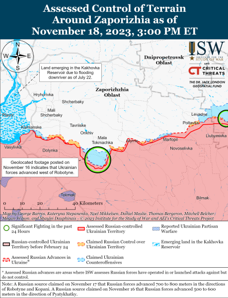 Mappa delle operazioni militari al 19 novembre 2023 &ndash ; situazione al fronte