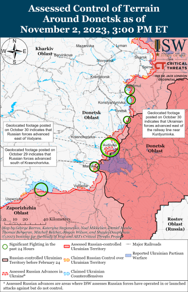 Mappa delle operazioni militari al 3 novembre 2023 - situazione al anteriore