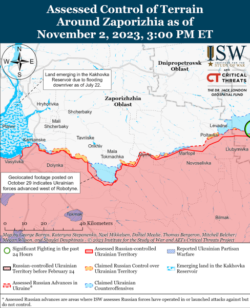 Mappa delle operazioni militari al 3 novembre 2023 - situazione al fronte