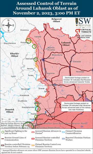 Mappa delle operazioni militari al 3 novembre 2023 - situazione al fronte