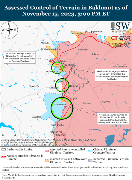 Mappa delle operazioni militari al 16 novembre 2023 &ndash ; situazione al fronte