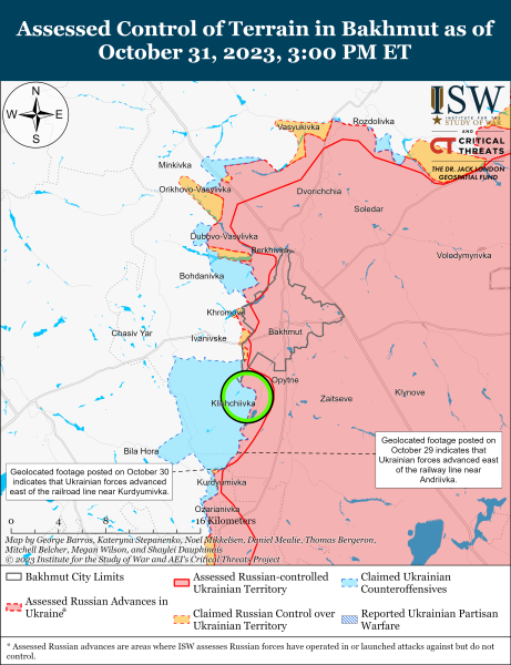 Mappa delle operazioni militari al 1 novembre 2023 - situazione al fronte