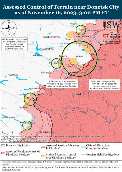 Mappa delle operazioni militari al 17 novembre 2023 – situazione al fronte