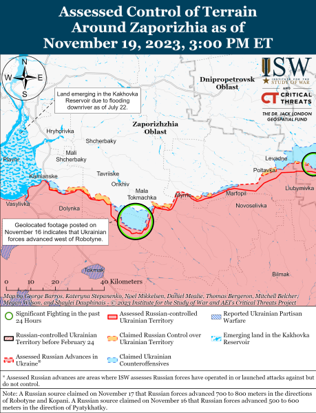 Mappa delle operazioni militari al 20 novembre 2023 &ndash ; situazione al fronte