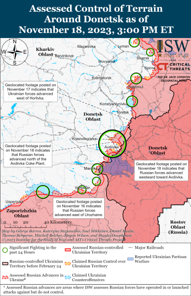 Mappa delle operazioni militari del 19 novembre , 2023 - situazione al fronte