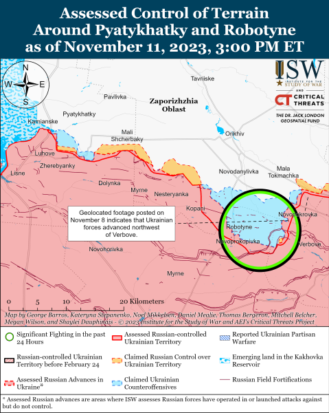 Mappa delle operazioni militari al 12 novembre 2023 - situazione al fronte