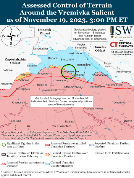 Mappa delle operazioni militari al 20 novembre 2023 - situazione al fronte