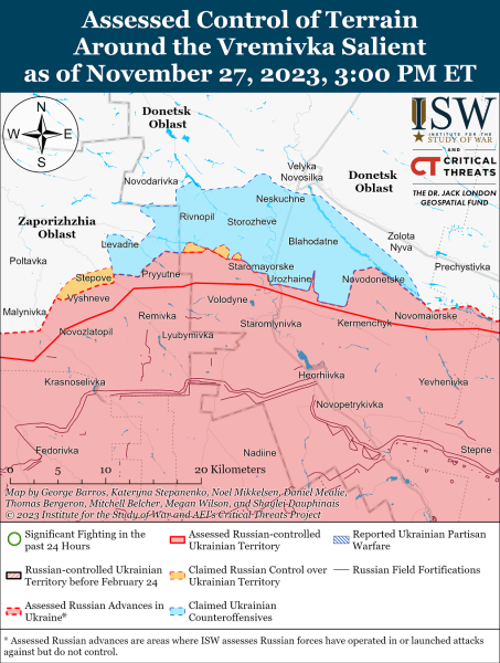 Mappa delle operazioni militari al 28 novembre 2023 — situazione al fronte