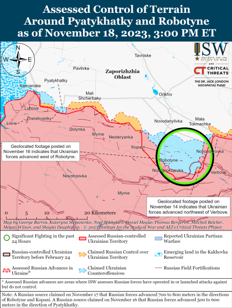 Mappa delle operazioni militari al 19 novembre 2023 - situazione al fronte