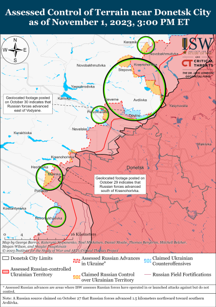 Mappa delle operazioni militari al 2 novembre 2023 - situazione al la parte anteriore