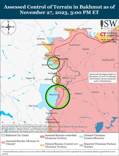 Mappa delle operazioni militari al 28 novembre 2023 - situazione a il fronte