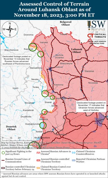 Mappa delle operazioni militari al 19 novembre 2023 - situazione al fronte