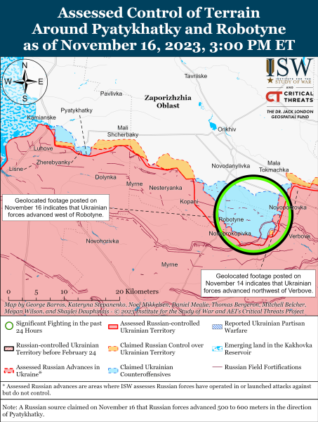 Mappa delle operazioni militari per il 17 novembre 2023 - situazione al front