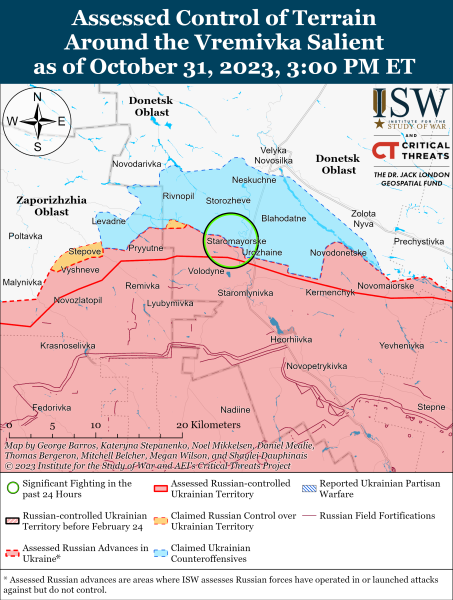 Mappa delle operazioni militari al 1 novembre 2023 — situazione al fronte