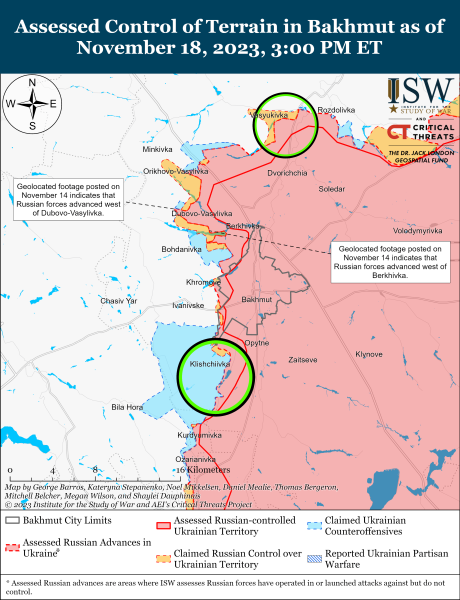 Mappa delle operazioni militari al 19 novembre , 2023 - situazione al fronte