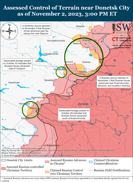 Mappa delle operazioni militari al 3 novembre 2023 - situazione al fronte