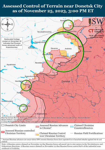 Mappa delle operazioni militari al 26 novembre 2023 - situazione al fronte