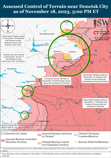 Mappa delle operazioni militari al 19 novembre 2023 - situazione al fronte