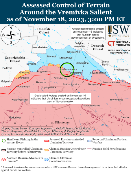 Mappa delle operazioni militari al 19 novembre 2023 - situazione al fronte