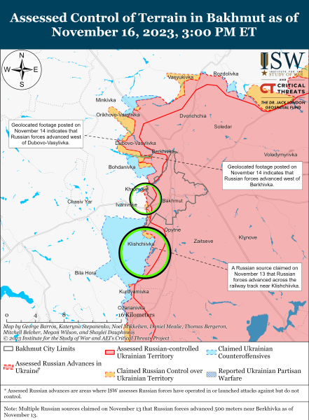 Mappa delle operazioni militari al 17 novembre 2023 - situazione al fronte