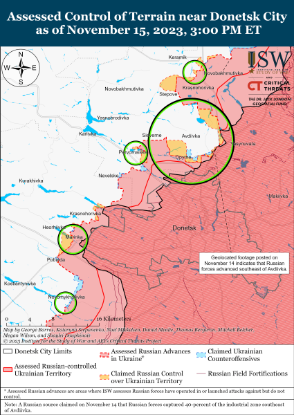 Mappa delle operazioni militari per il 16 novembre 2023 - situazione al fronte 