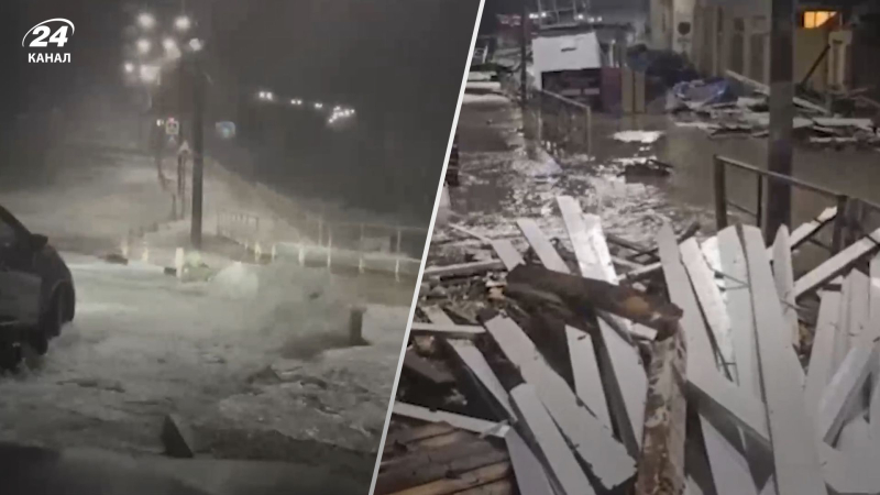 Una forte tempesta ha raggiunto la Russia: alberi sono caduti persone, una nave mercantile si è incagliata