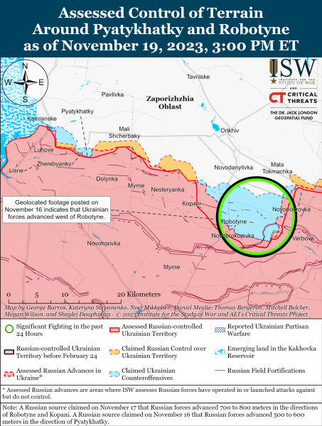 Mappa delle operazioni militari per il 20 novembre 2023 - situazione al fronte