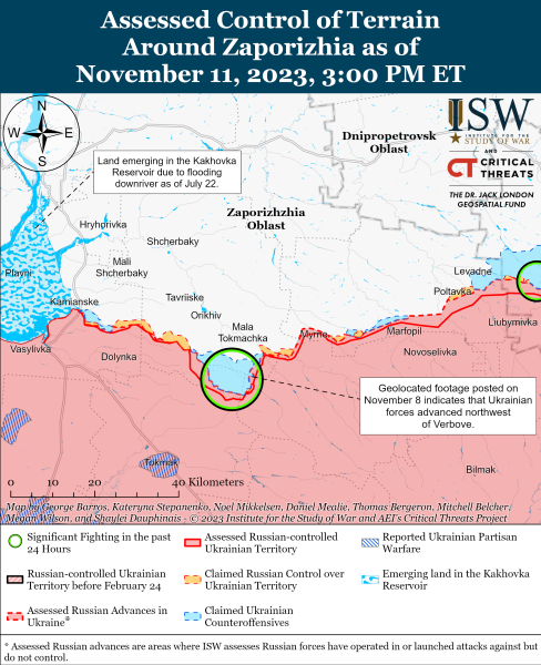 Mappa delle operazioni militari al 12 novembre 2023 - situazione al fronte